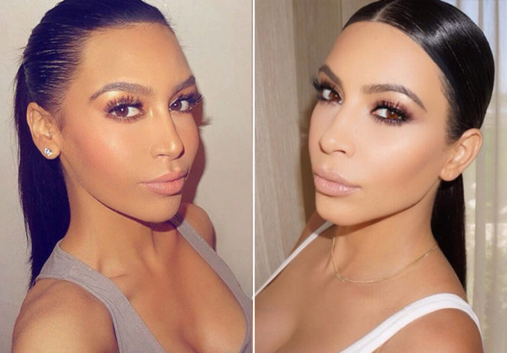 mujer que se parece a kim kardashian y kim kardashian