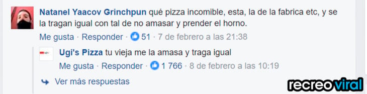 comentario de facebook de pizza ugi's