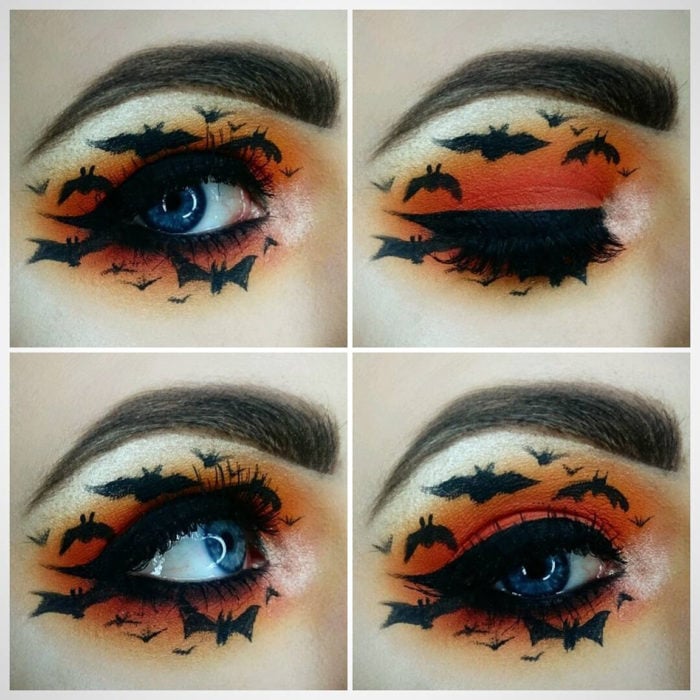 maquillaje de ojos de murciélagos