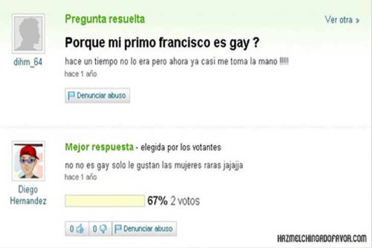 yahoo pregunta mi primo es gay