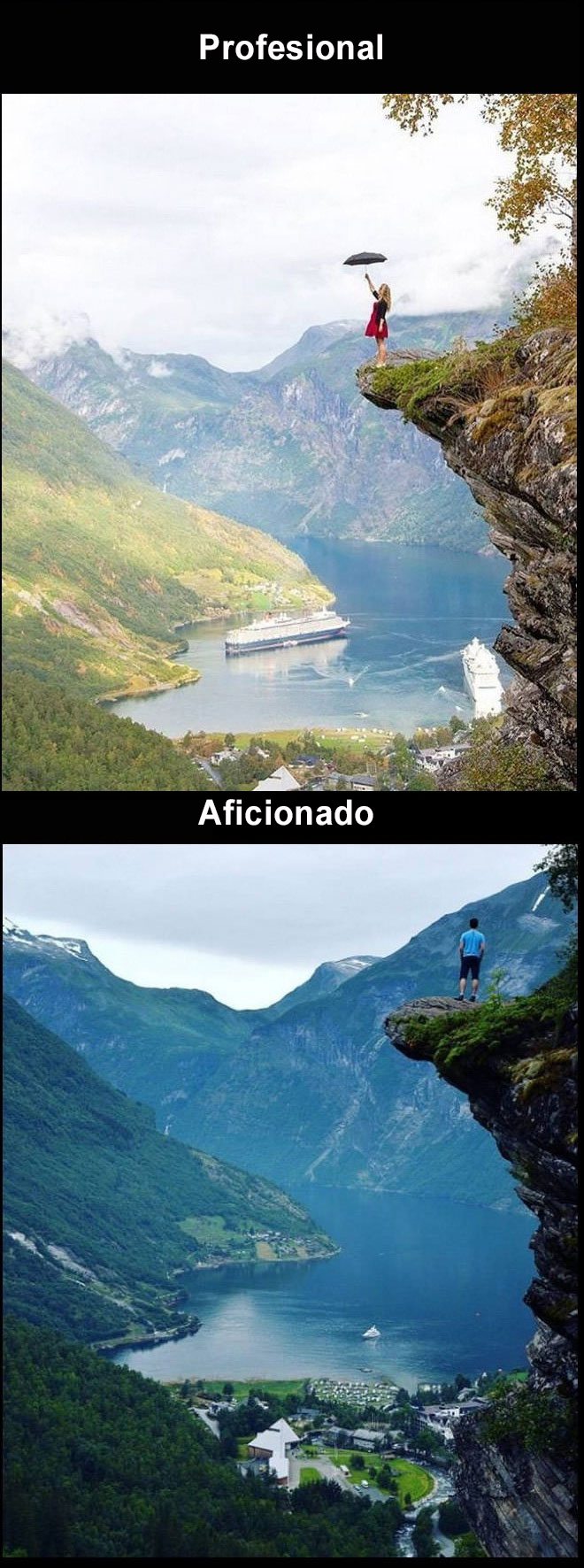 Foto amateur vs. profesional Geiranger, Noruega