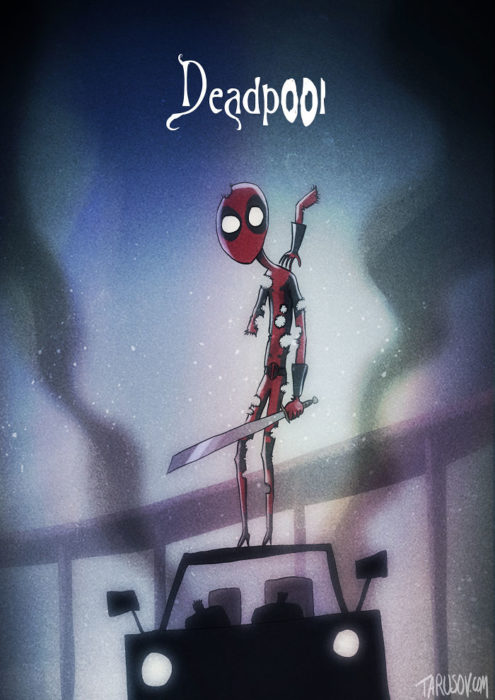 deadpool bujado estilo tim burton 