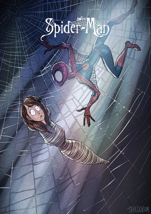 spider man dibujado estilo tim burton 