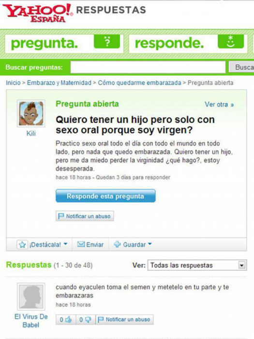 yahoo pregunta quedar embarazada virgen