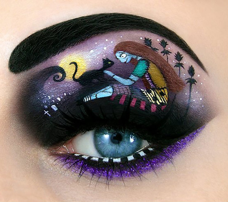 maquillaje para ojos de Nightmare before Christmas