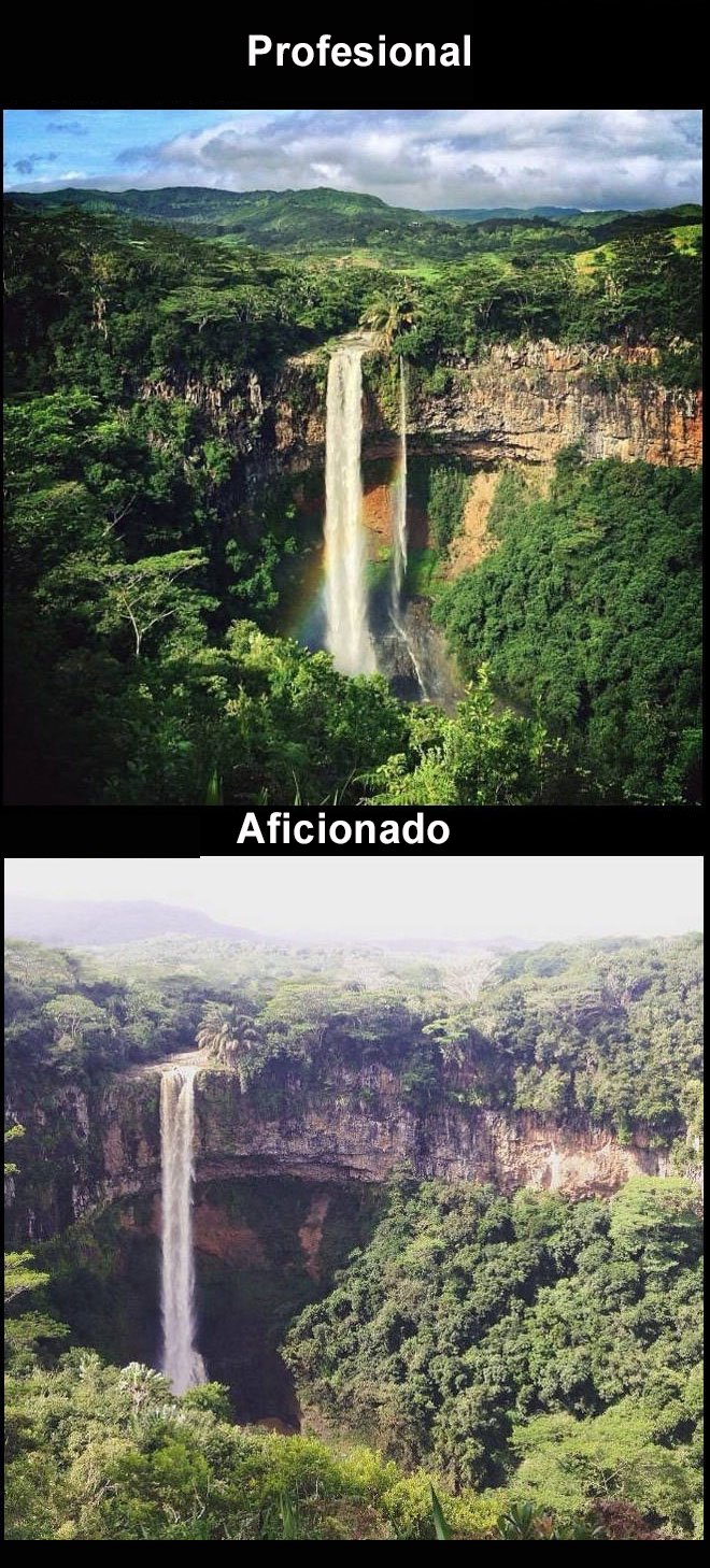 Foto profesional vs. amateur cataratas de chamarel