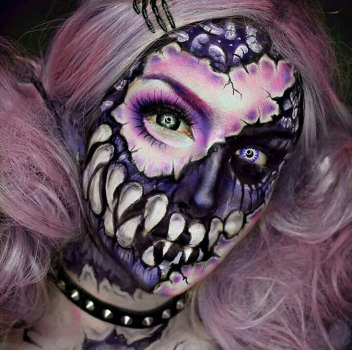 maquillaje de monstruo púrpura