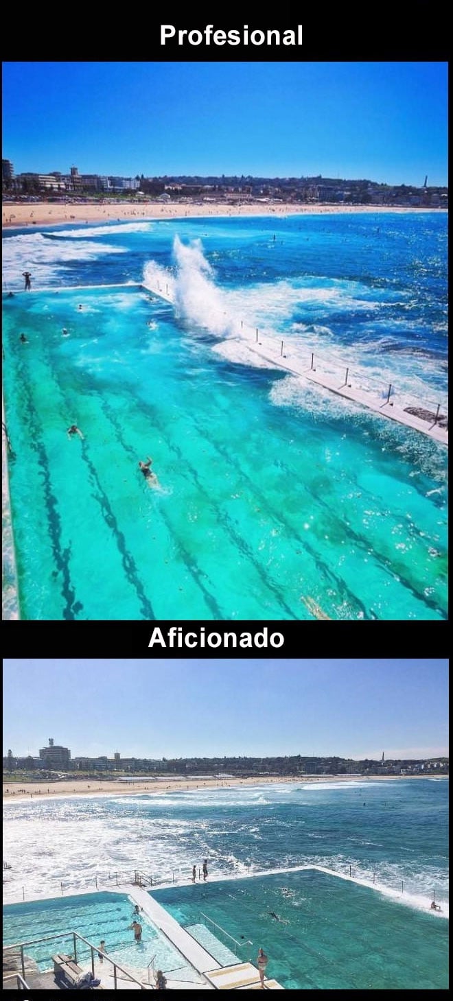 Foto profesional vs. amateur playa bondi