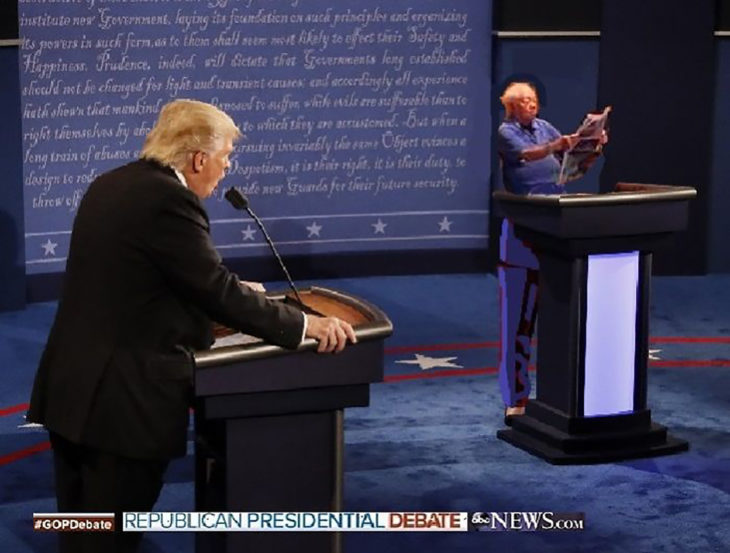 señor en starbucks inundado editado en el debate presidencial