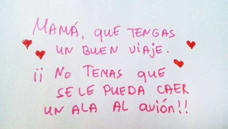 carta de niño al vuelo de su mamá