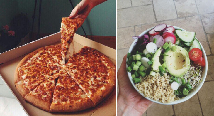 2 Tipos de chicas - pizza y ensalada