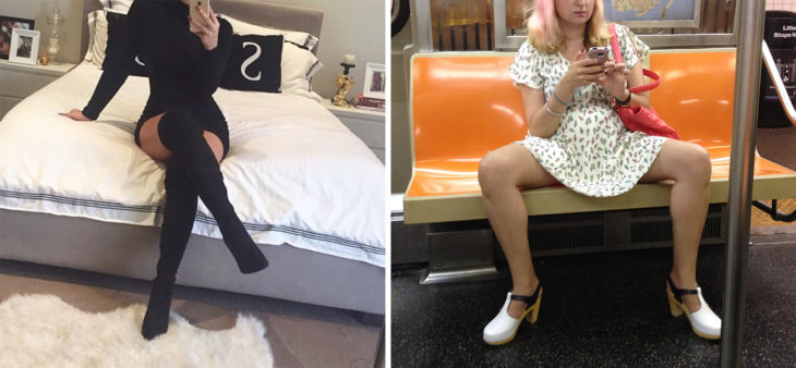 2 Tipos de chicas - sentada con las piernas cruzadas y las piernas abiertas
