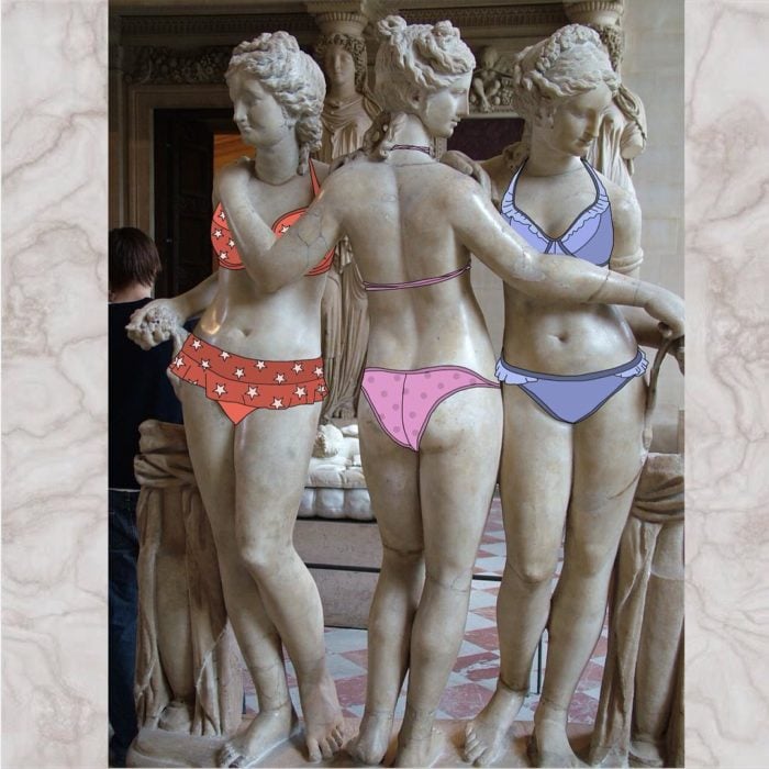 Ilustraciones Julia - Escultura 3 gracias con bikini