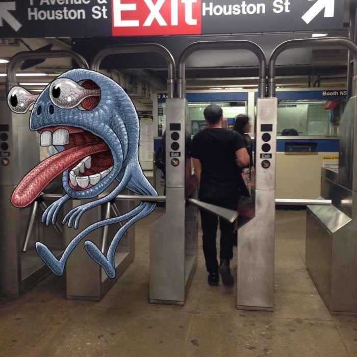 Ilustraciones metro - monstruo se atoró a la salida