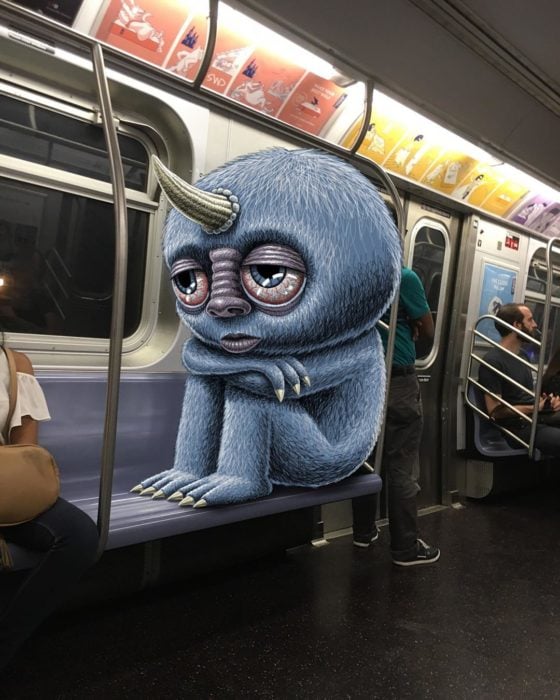 Ilustraciones metro - monstruo con un cuerno parece desvelado