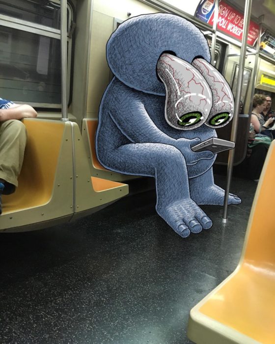 Ilustraciones metro - un monstruo con los ojos de fuera