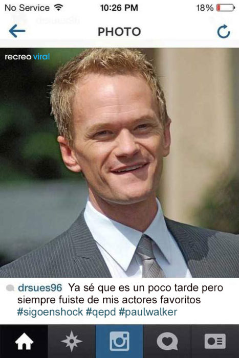 Foto de Neil Patrick Harris y piensan que es Paul Walker