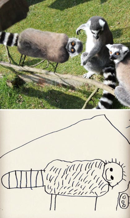 Papá recrea dibujos hijo - lemur