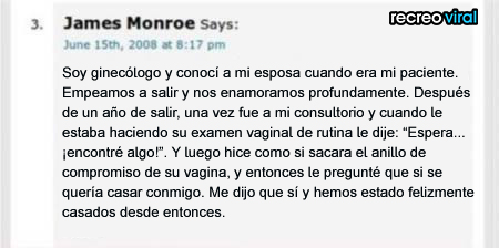 Peores propuestas de matrimonio - en un examen vaginal