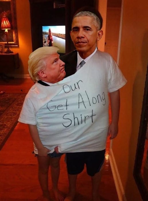 photoshop de trump y obama en una misma camiseta