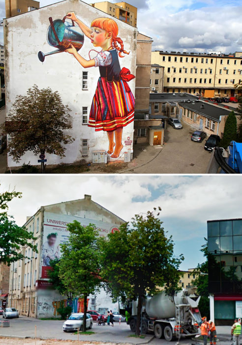 mural Mantengamos las plantas vivas en polinia