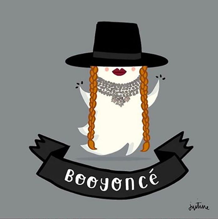 ilustración de un fantasma vestido de beeyonce