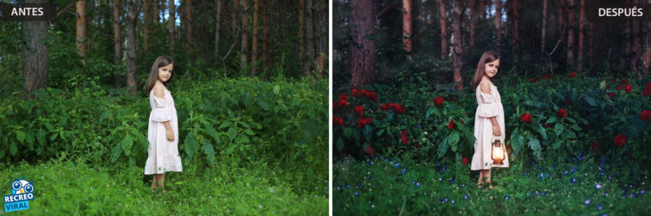 Magia de Photoshop - Niña en el bosque