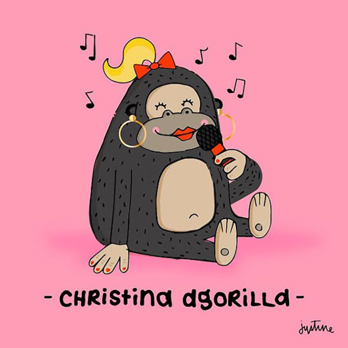 ilustración de un gorila con un micrófono