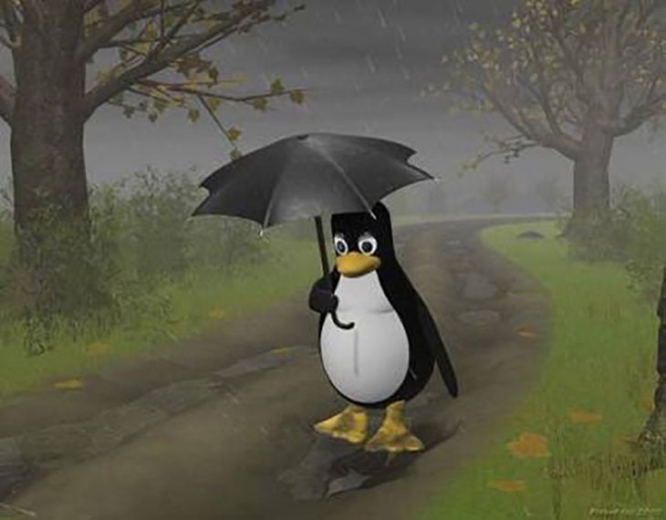 pingüino con paraguas 