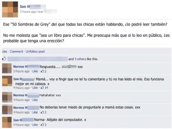 estado de facebook de 50 sombras de grey