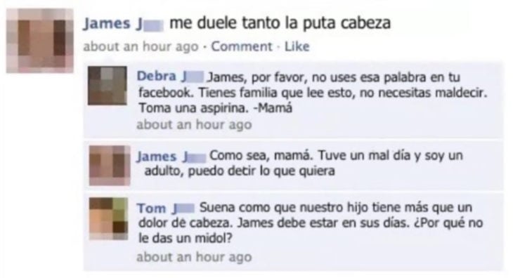 estado de facebook respondido por mamá