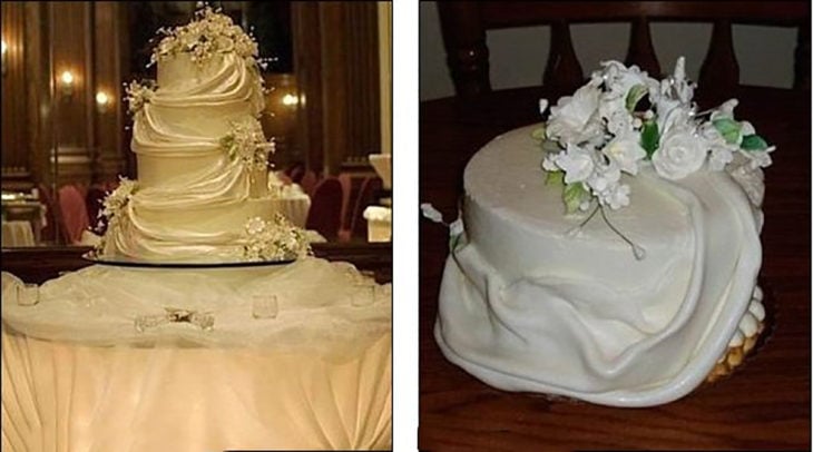 pastel de bodas diferente al que se ordenó