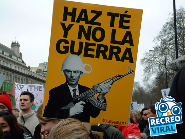 cartel de haz té y no la guerra