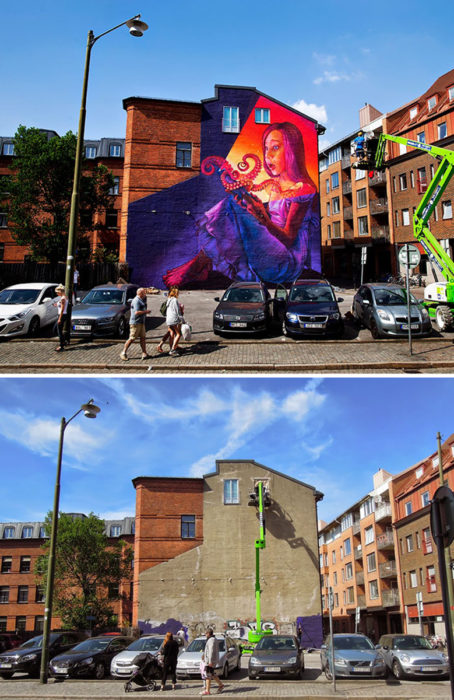 mural de niña sosteniendo un libro