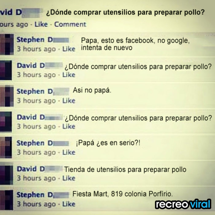 conversación graciosa de facebook