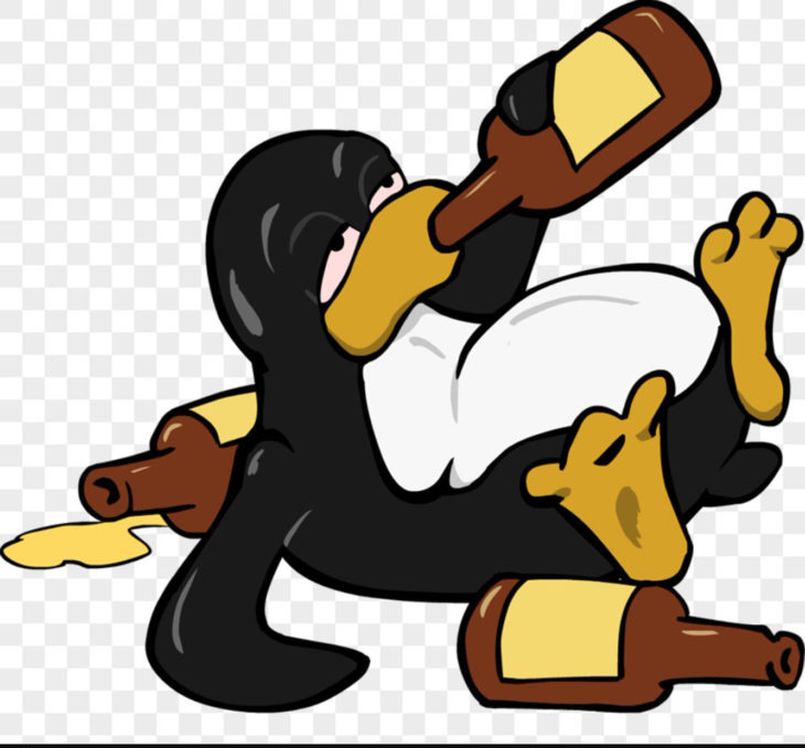 pingüino bebiendo alcohol