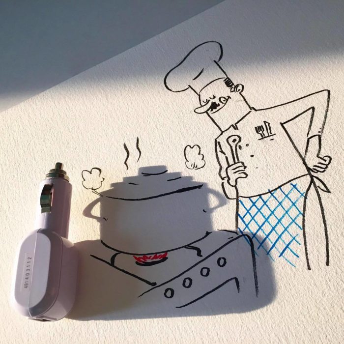 ilustración de chef cocinando