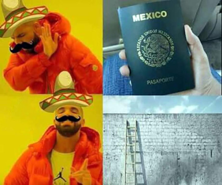 meme de drake y muro