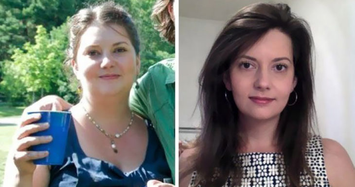 mujer antes y después de dejar de beber se ve más joven