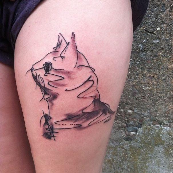 Tatuaje inspirado en Picasso - gato