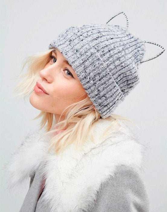 Gorro para frío con orejas de gato 