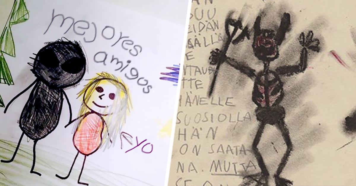 Dibujos hechos por niños que parecen de películas de miedo