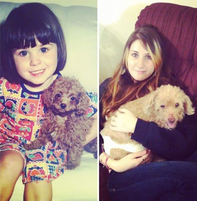 El antes y después de una niña y su mascota fiel