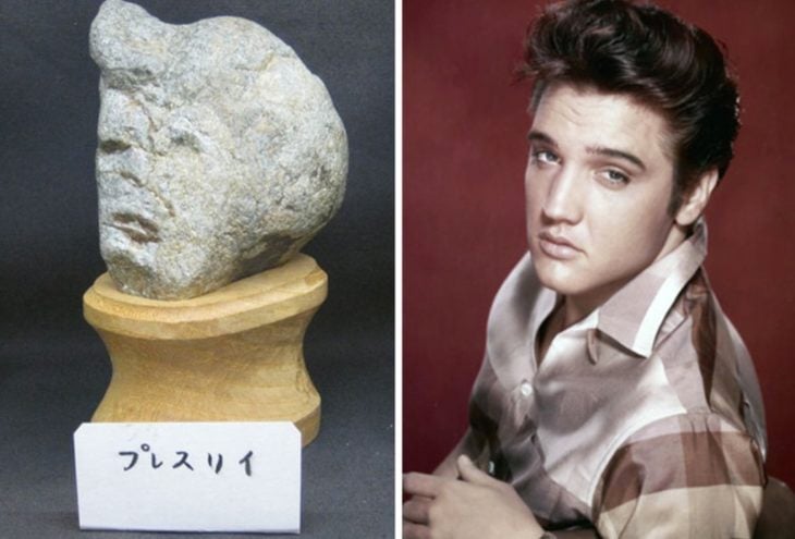 Piedra con el rostro de Elvis Presley 