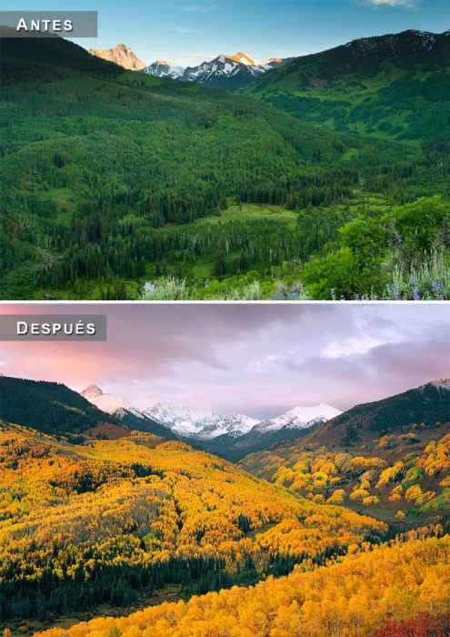 Otoño - paisaje antes y despues