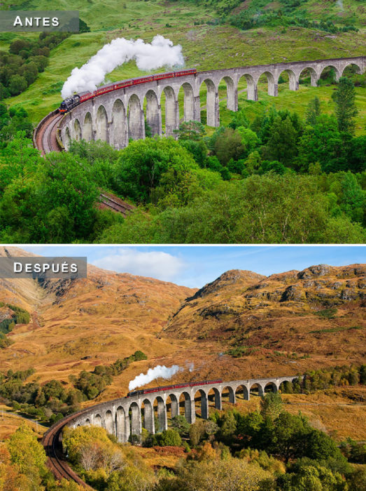 Otoño - Escocia antes y después