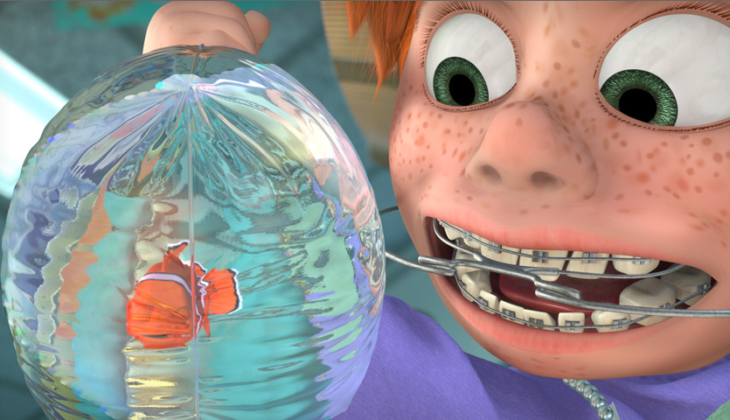 Nemo atrapado en una bolsa con la sobrina del dentista