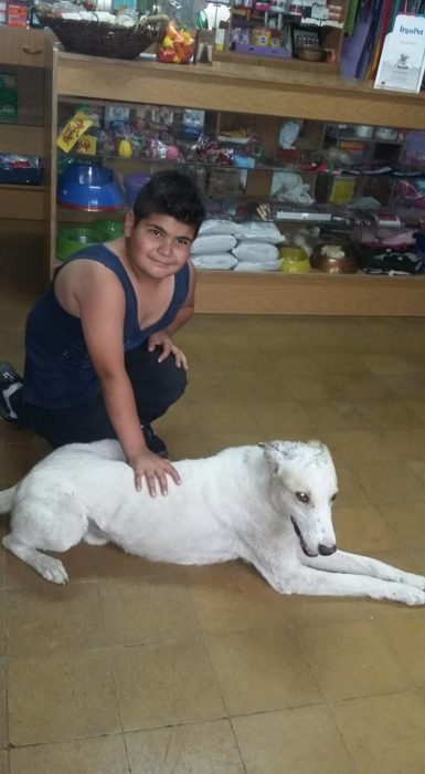 Niño con perrito blanco 