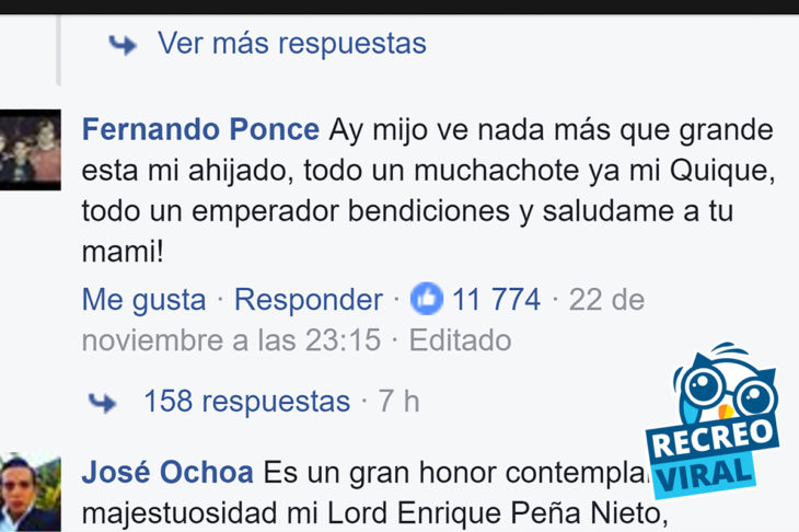 comentario de face saludos a mamá de peña