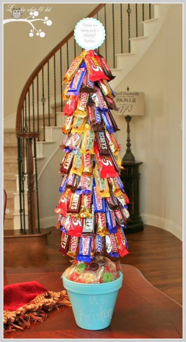 árbol de navidad hecho de dulces